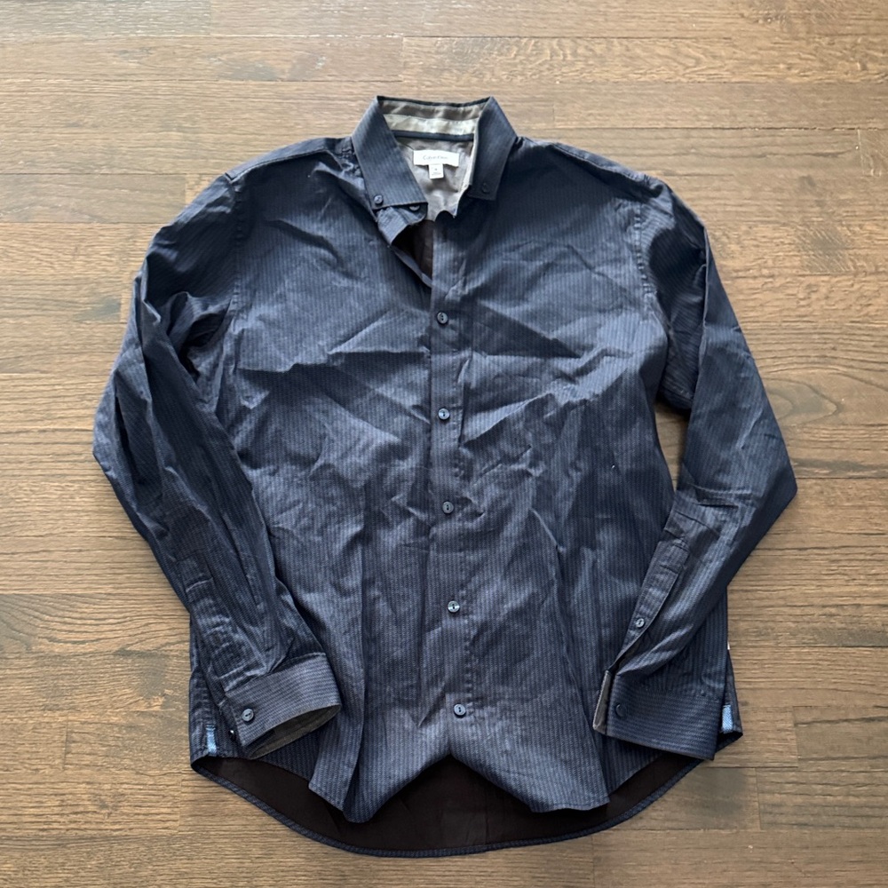 NWOT! Calvin Klein Men's Navy Striped Shirt